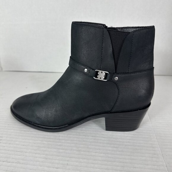 Lucky Brand Women's 6 Sebita Leather Ankle Strap Zip Bootie Black New/Sample - Picture 8 of 15